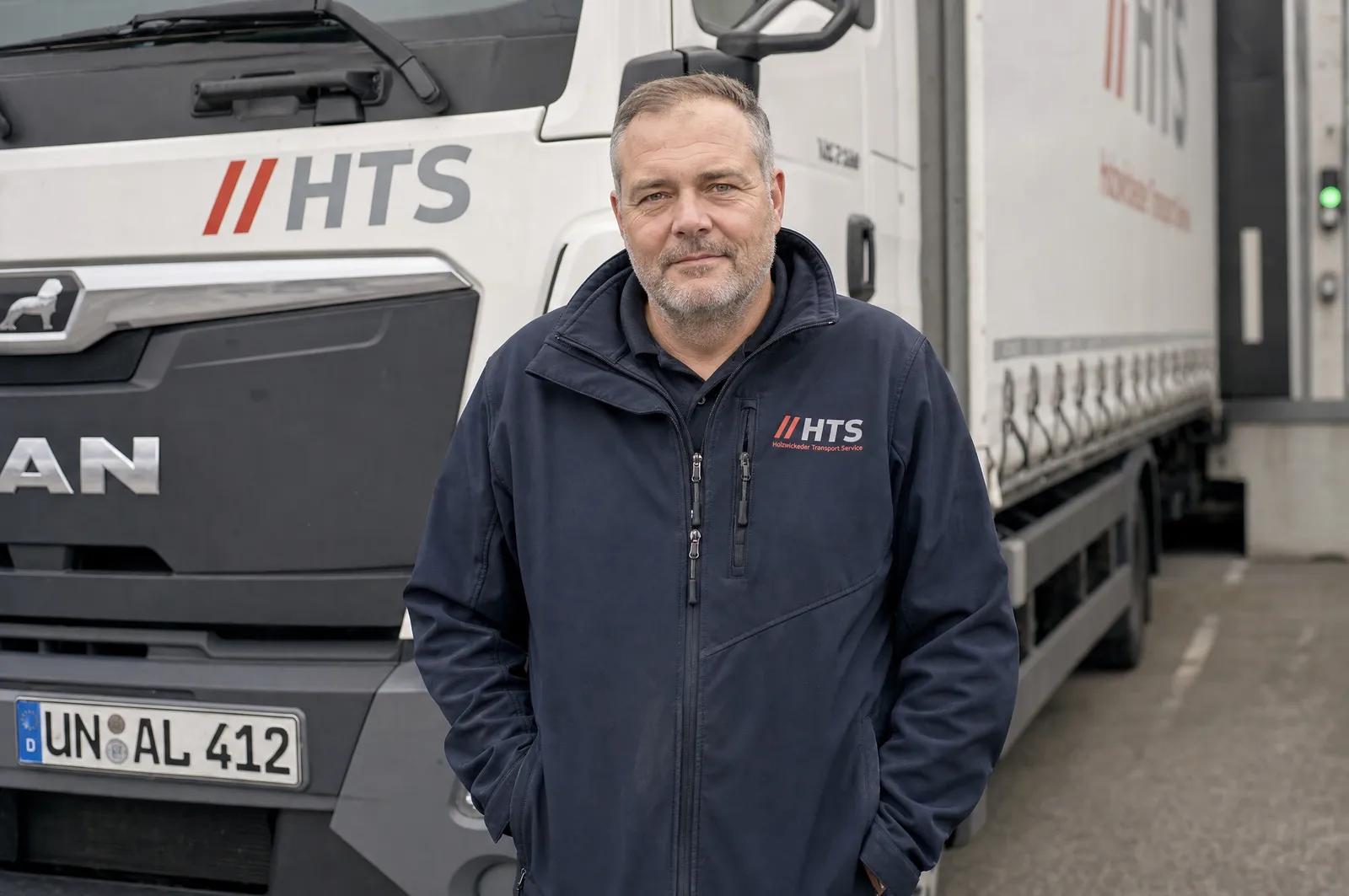 HTS-Fahrer am Lkw für die Standardfracht
