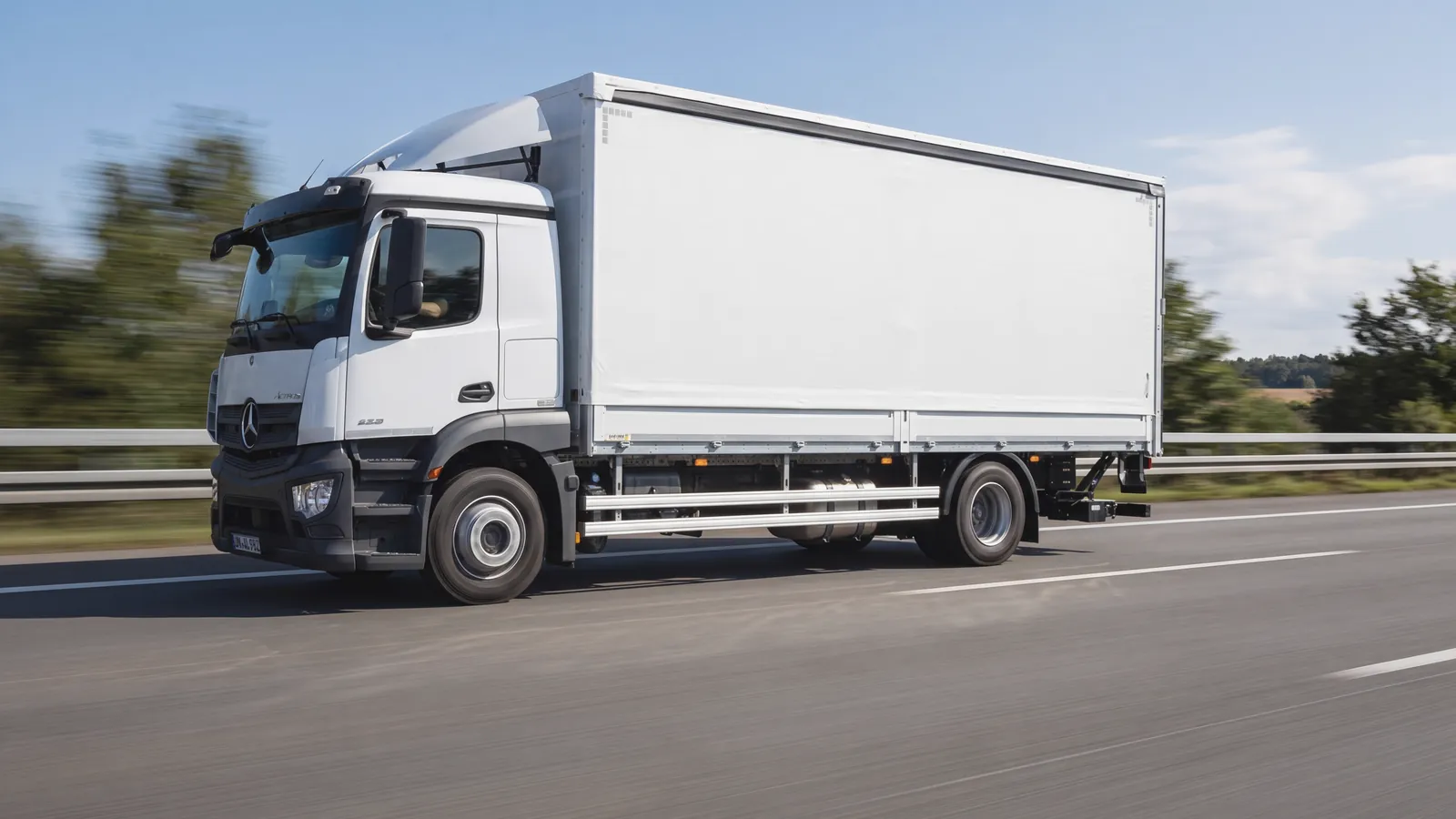 HTS Mercedes Actros mit Hebebühne bei der Anlieferung